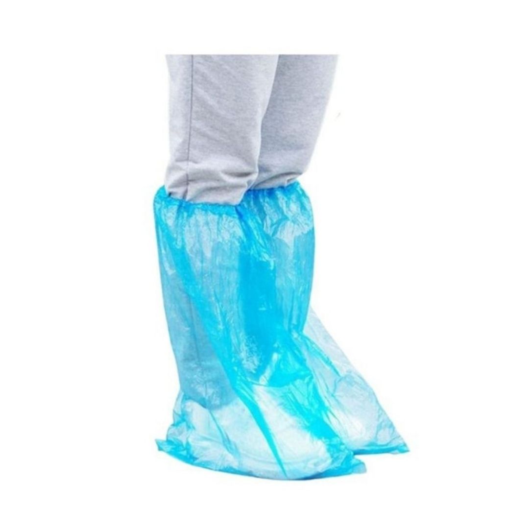 Cobre Botas Polietileno Azul impermeável com elástico de fixação em Embalagens de 50 Unidades