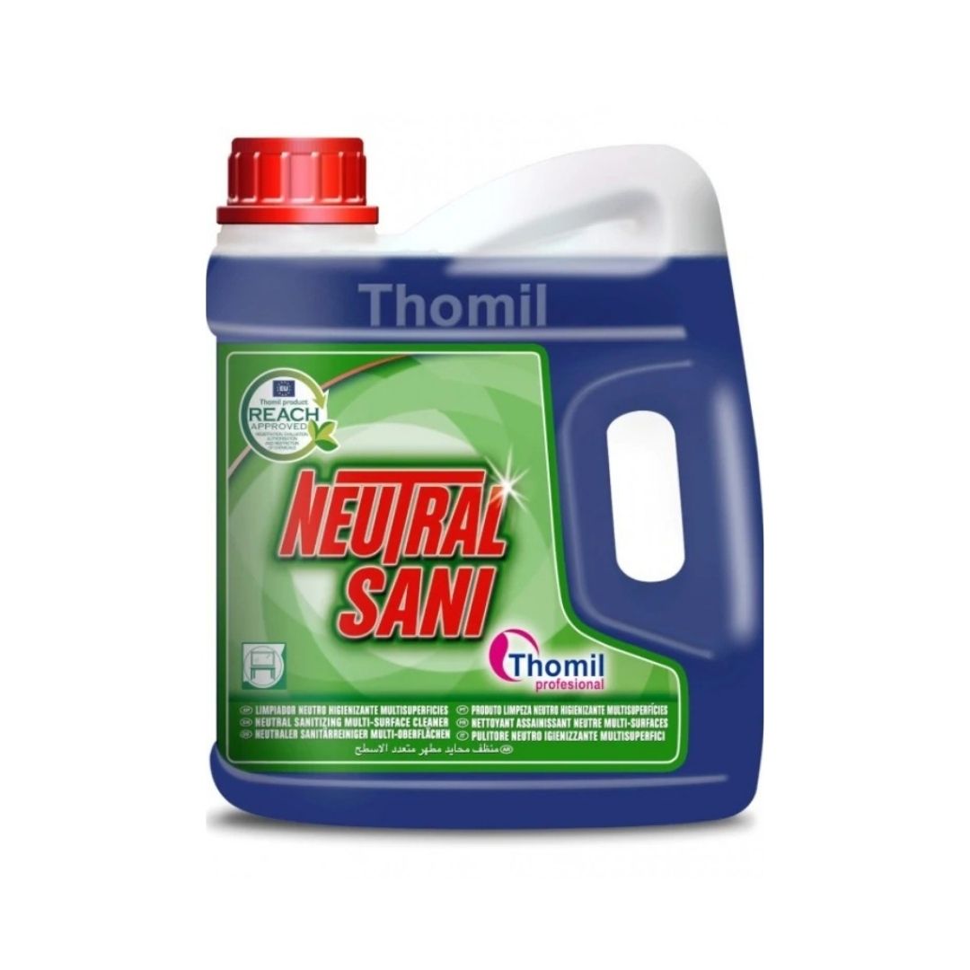 Thomil Neutral Sani – Detergente neutro higienizante multisuperfícies com bioálcool e perfume desodorizante