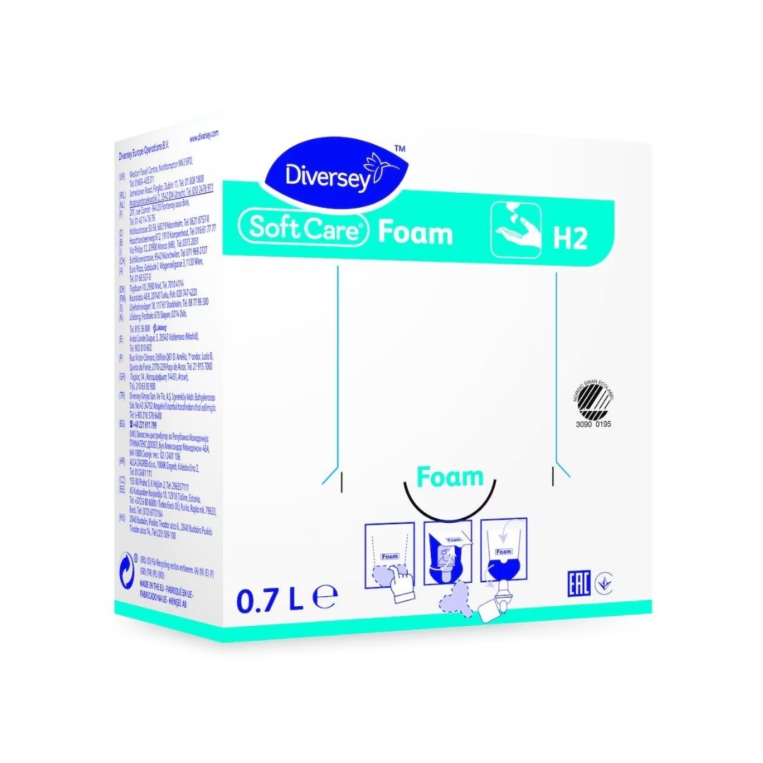 Diversey Soft Care Foam H2 - Espuma suave para higiene das mãos em espaços públicos