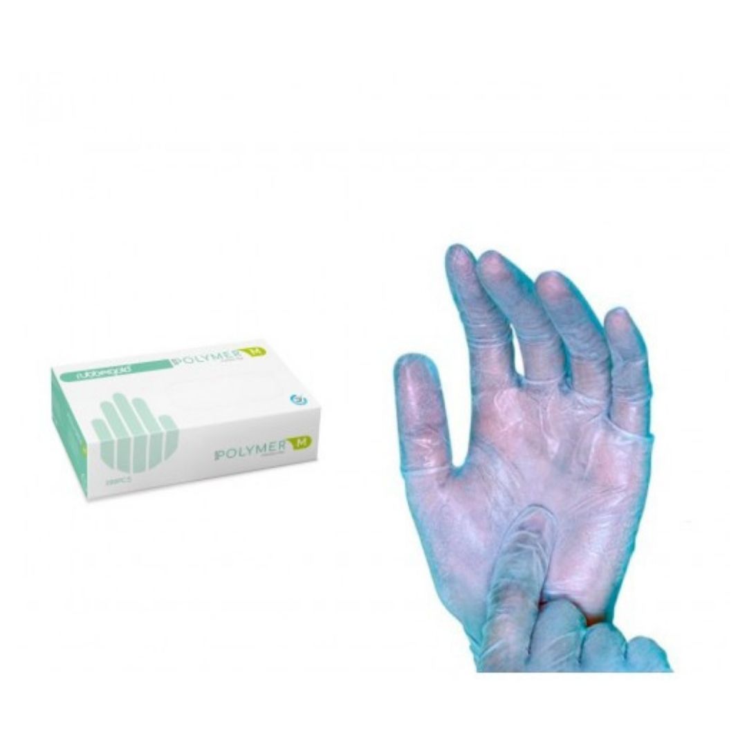 LUVAS EM POLYMER AZUL, S/ PÓ TAMANHO L