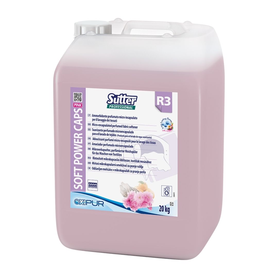 Sutter Soft Power Caps Pink - Amaciador perfumado microencapsulado para lavagem de tecidos