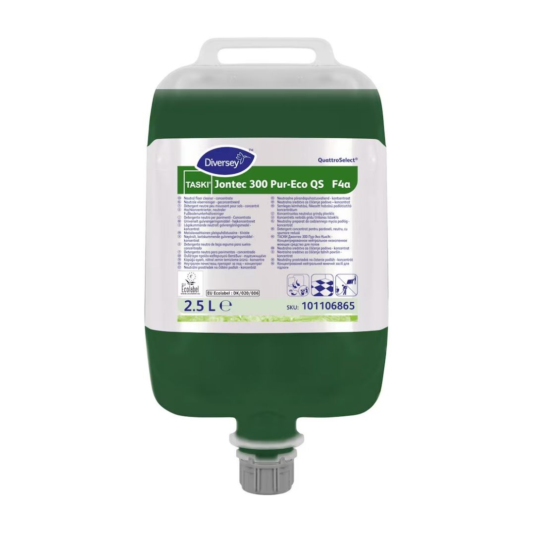 TASKI Jontec 300 Pur-Eco QS F4a – Detergente neutro para pavimentos em QuattroSelect 2,5Lts
