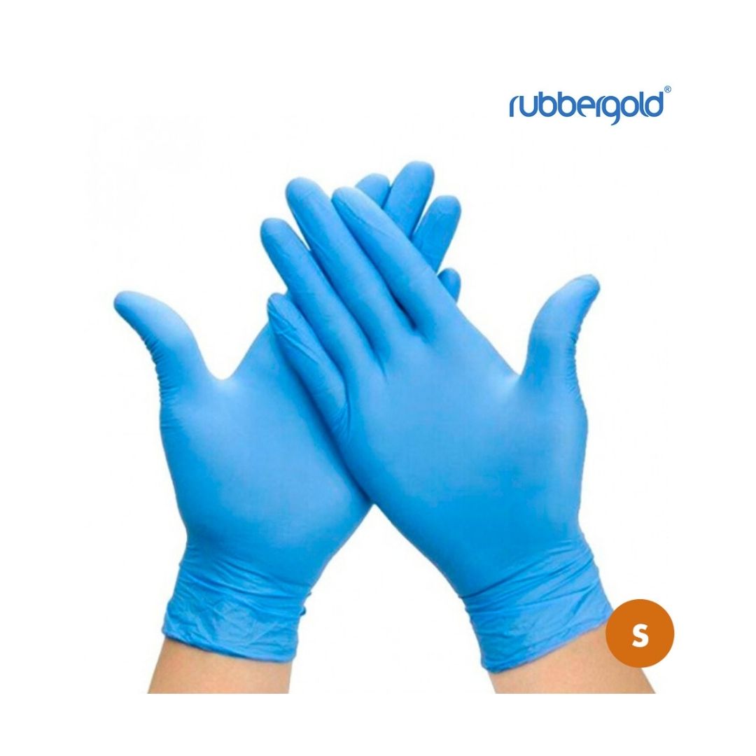 Rubbergold Luvas Exame Nitrilo Azul Sem Pó Pluma de elevada resistência e adaptabilidade em Caixas de 100 Unidades