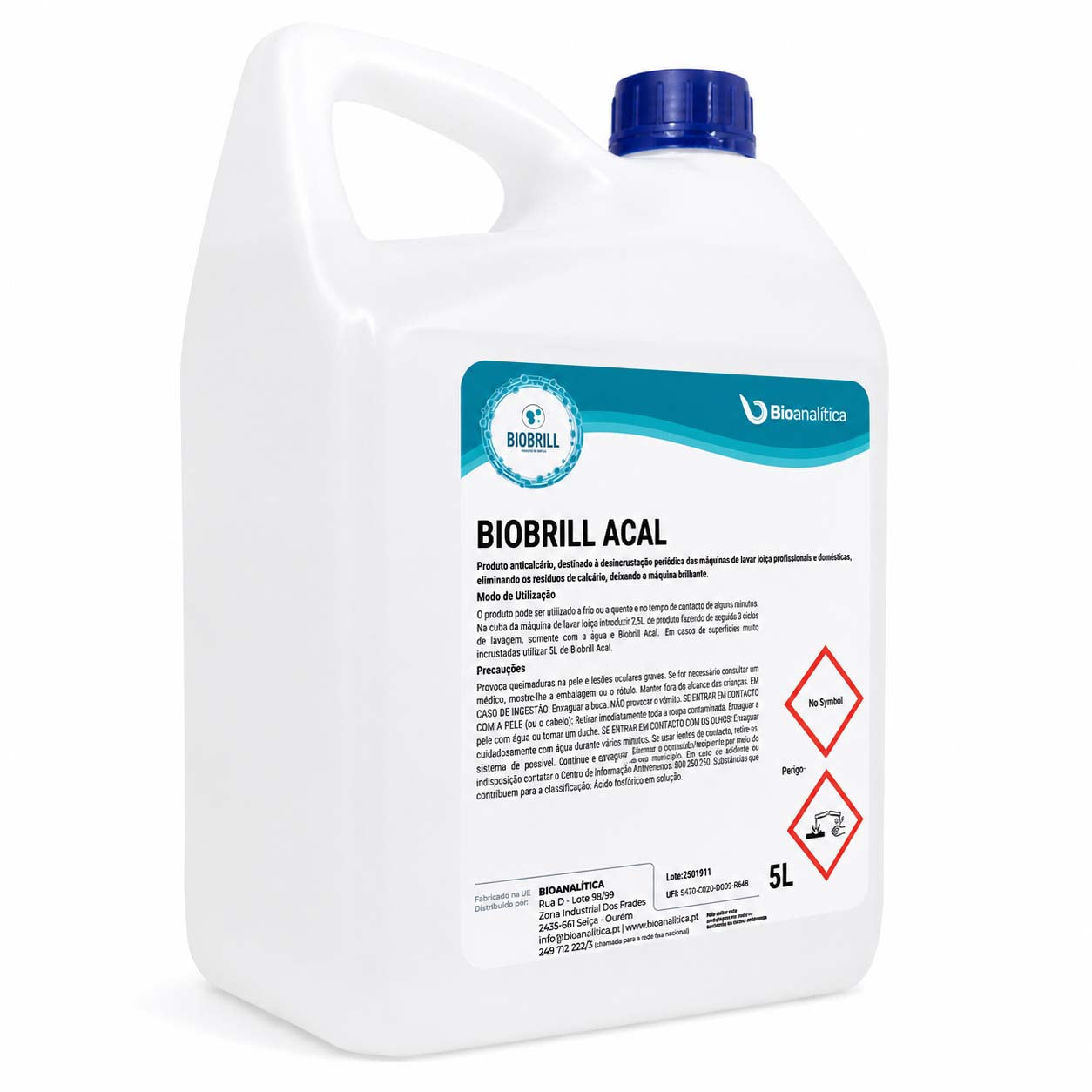 BioBrill Acal – Desincrustante Ácido para Remoção de Calcário em Máquinas de Lavar Loiça 5L