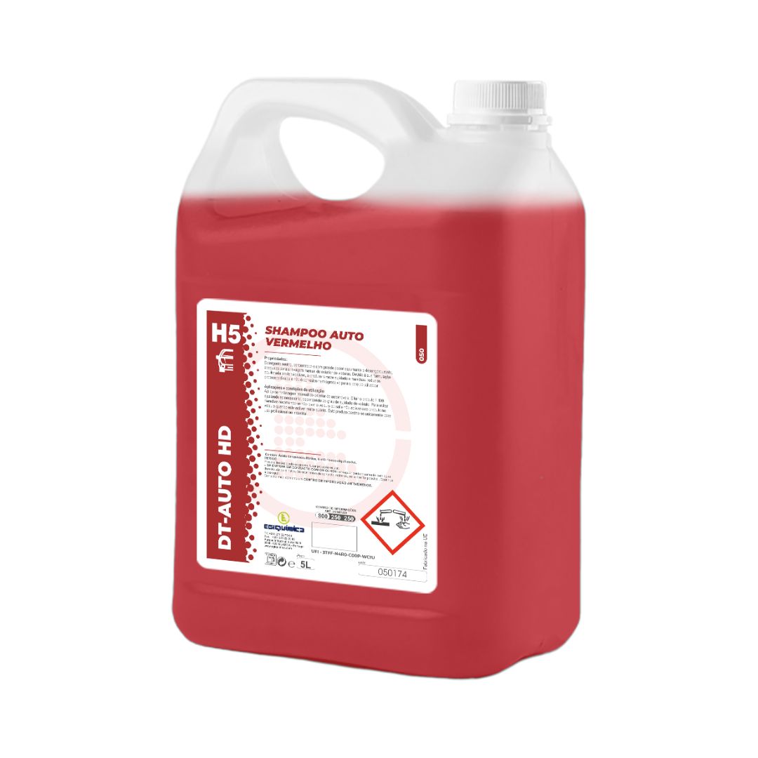 Egiquímica H5 DT Auto HD - Shampoo Auto Vermelho para Lavagem Manual 5L