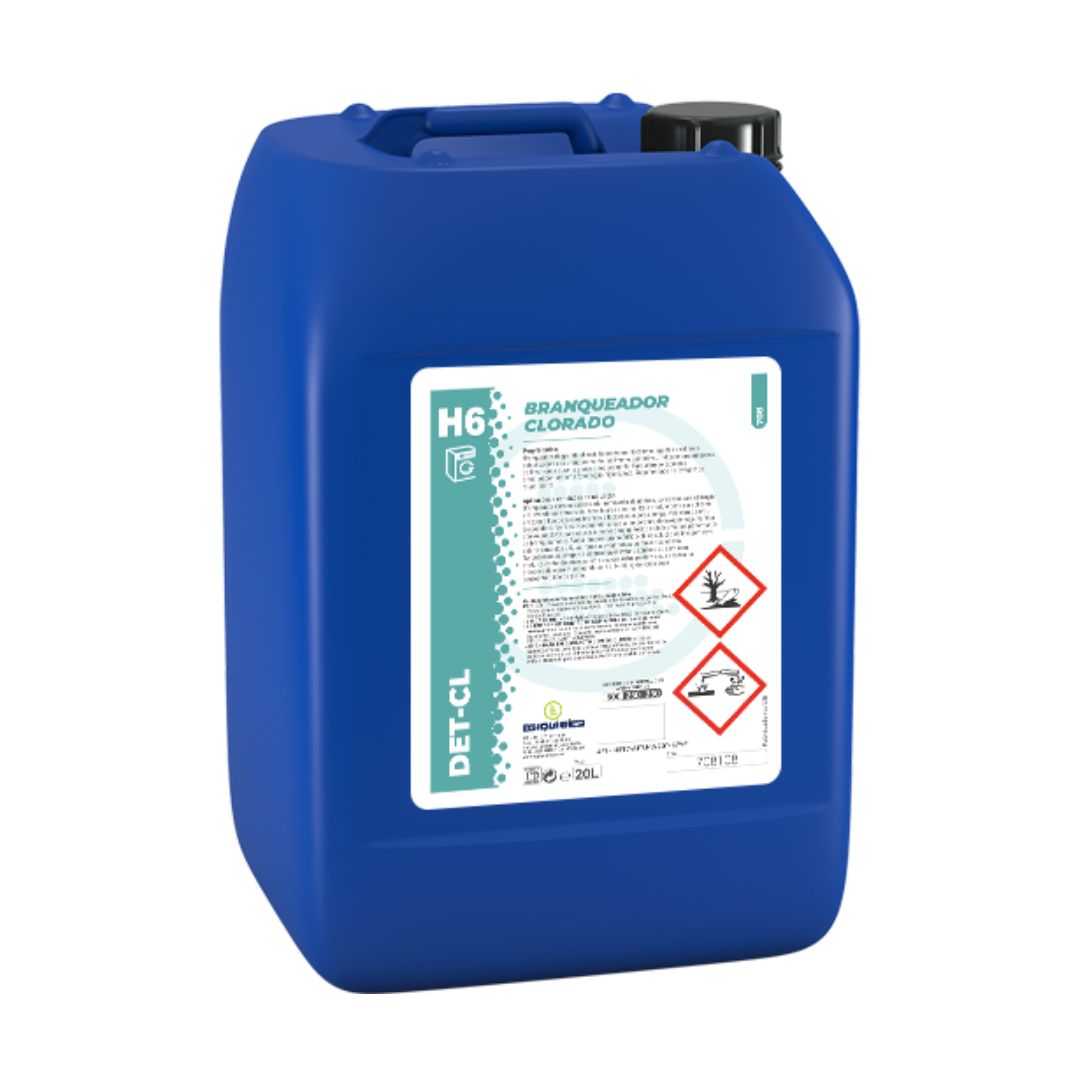 Egiquímica H6 DET-CL – Branqueador Clorado Líquido para Lavandaria Profissional