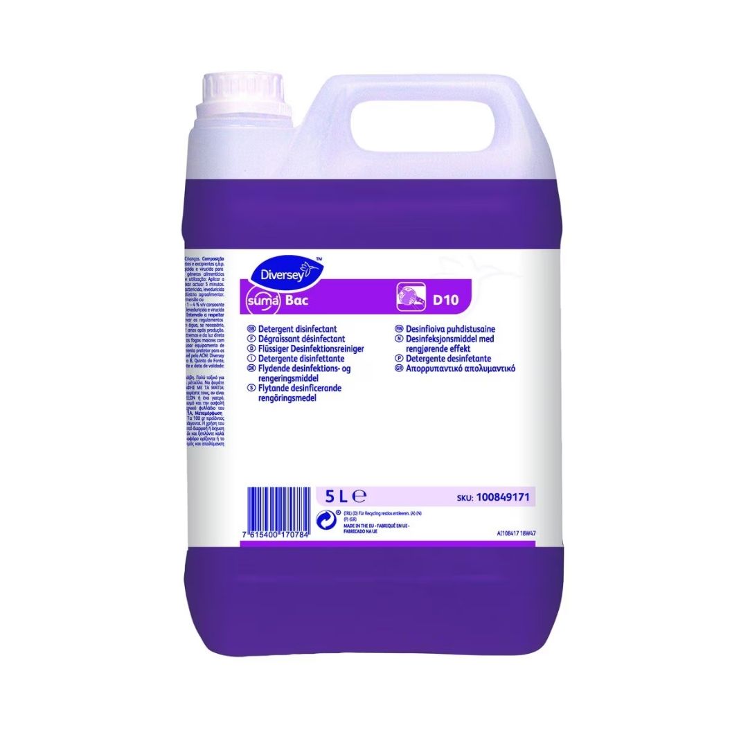 Diversey Suma Bac D10 - Detergente desinfetante concentrado para superfícies alimentares