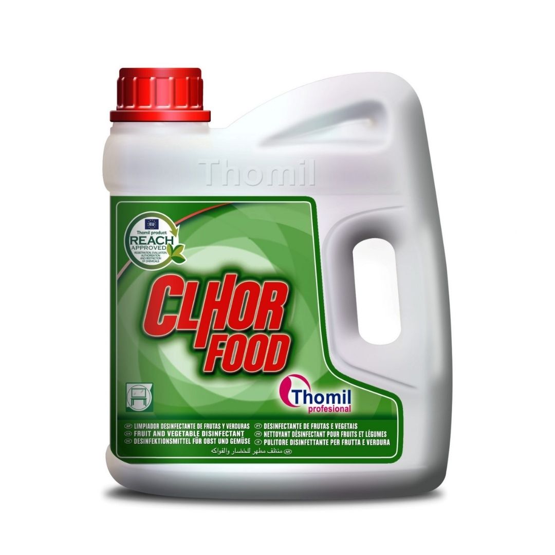 Thomil Clhor Food – Desinfetante alimentar clorado para lavagem de frutas e vegetais 4L
