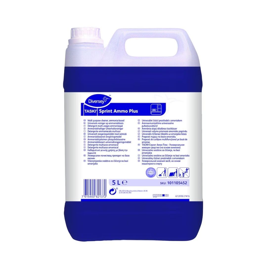 Diversey Taski Sprint Ammo Plus - Detergente multiusos amoniacal com tecnologia O.N.T. para pavimentos e paredes