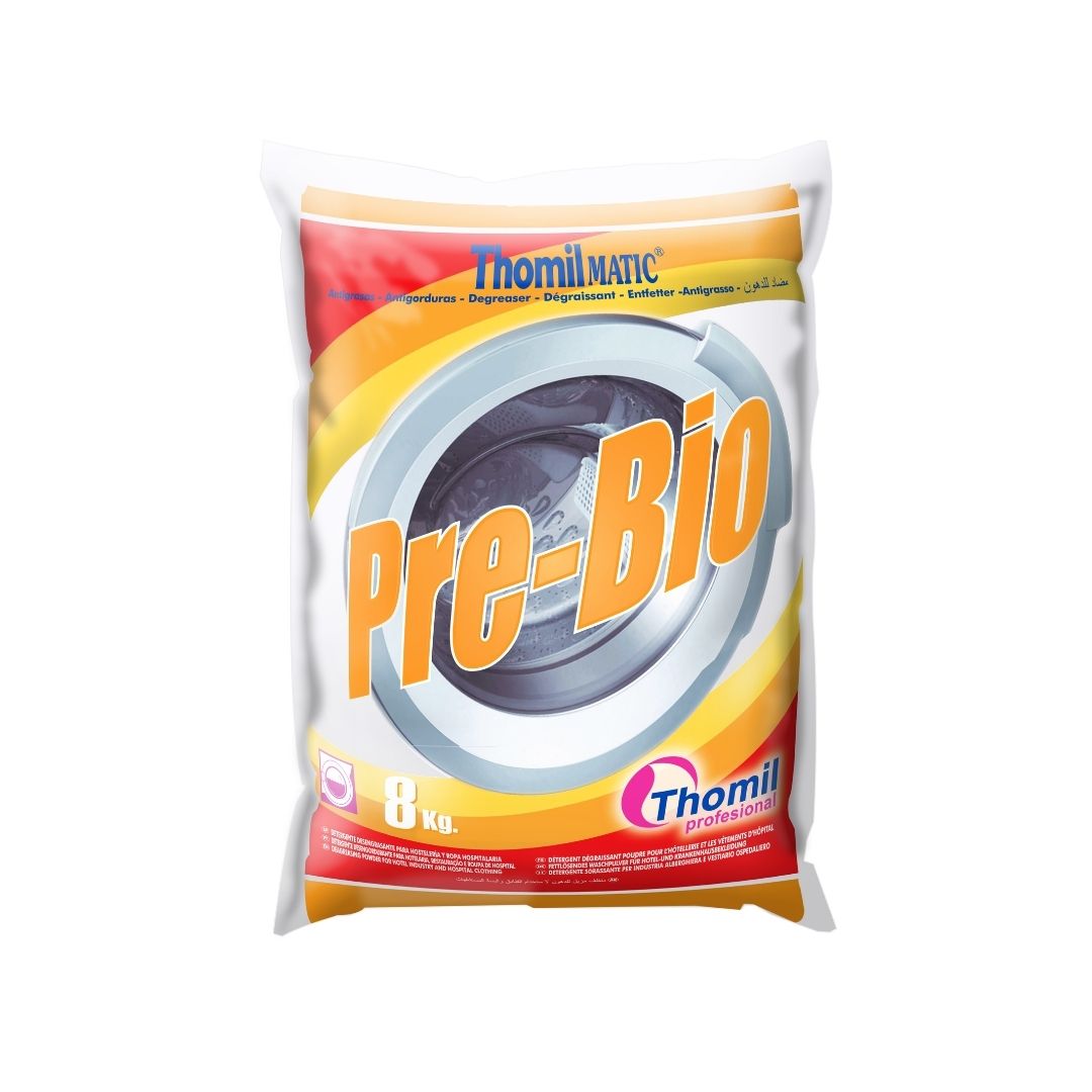 Thomilmatic Pre-Bio – Detergente profissional em pó para pré-lavagem e lavagem de elevada desengorduração