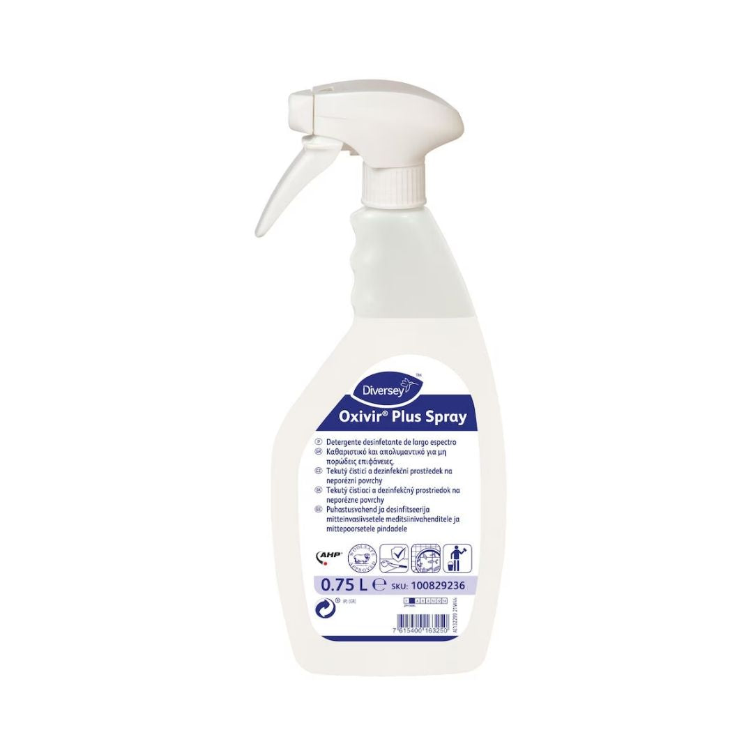 Diversey Oxivir Plus Spray - detergente desinfetante multisuperfícies de largo espetro com tecnologia AHP