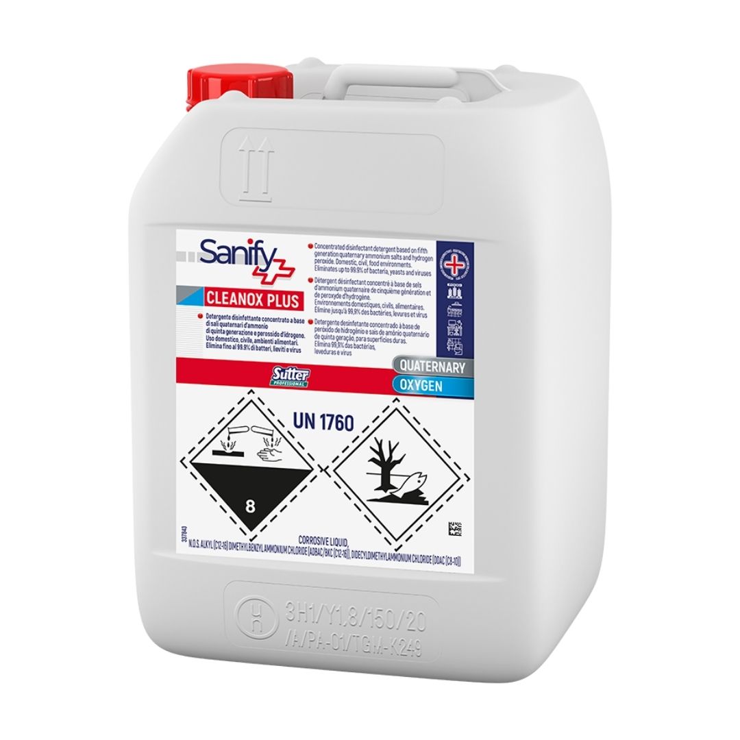 Sutter Cleanox Plus - Detergente desinfetante concentrado para superfícies laváveis e uso alimentar