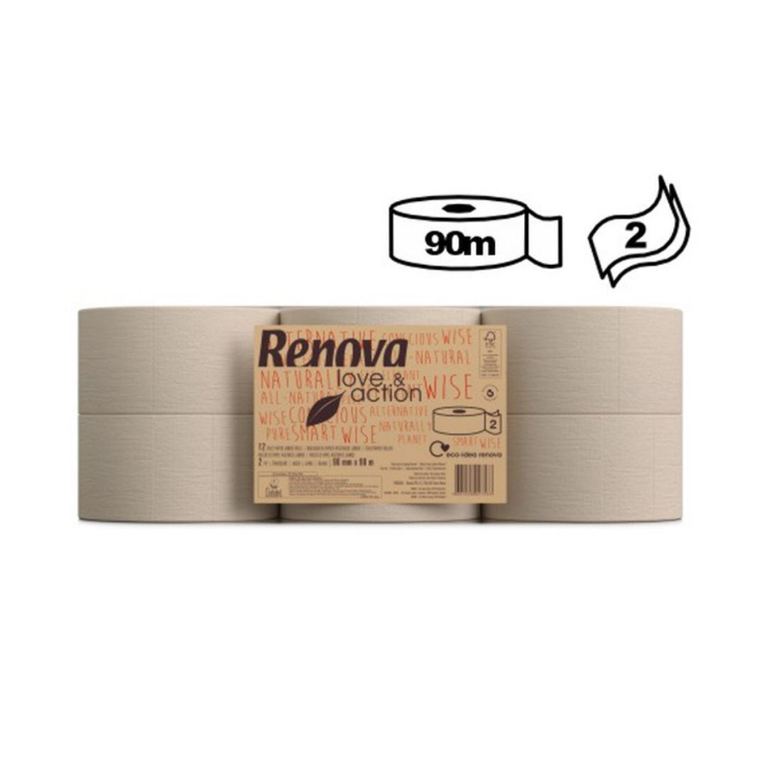 Renova Papel Higiénico Love & Action Jumbo 2 Folhas 90m