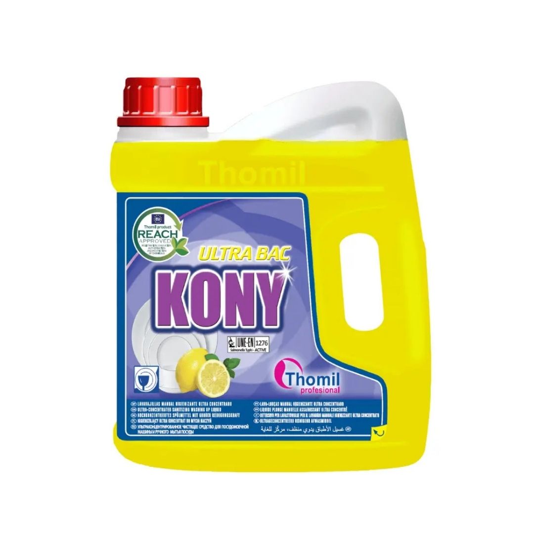 Thomil Kony Ultra Bac Limão – Detergente lava-louças manual ultra concentrado para limpeza profunda