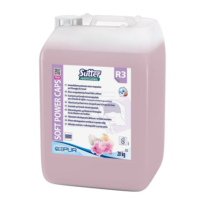 Sutter Soft Power Caps Pink - Amaciador perfumado microencapsulado para lavagem de tecidos 20kg