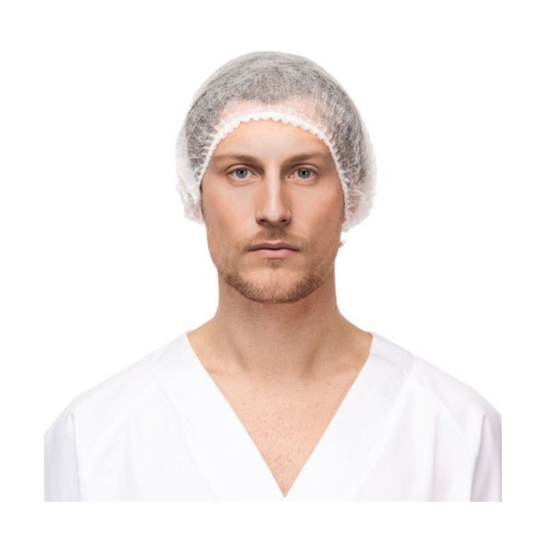Touca circular em polipropileno branco para proteção capilar em Embalagens de 100 Unidades