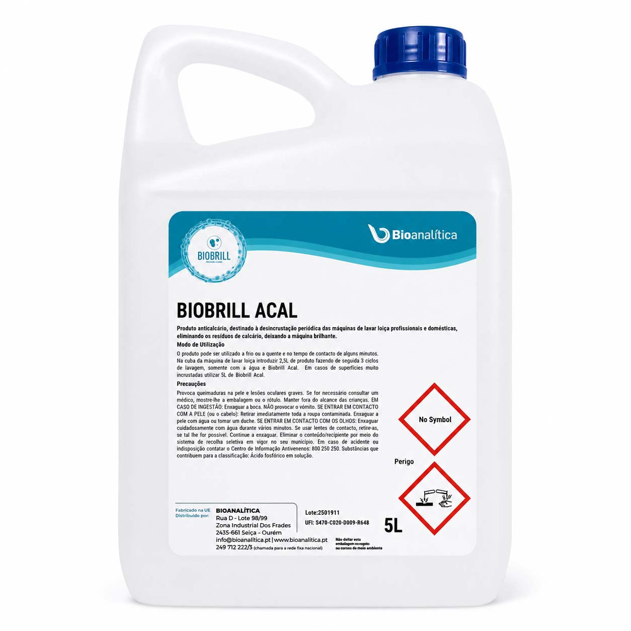 BioBrill Acal – Desincrustante Ácido para Remoção de Calcário em Máquinas de Lavar Loiça 5L
