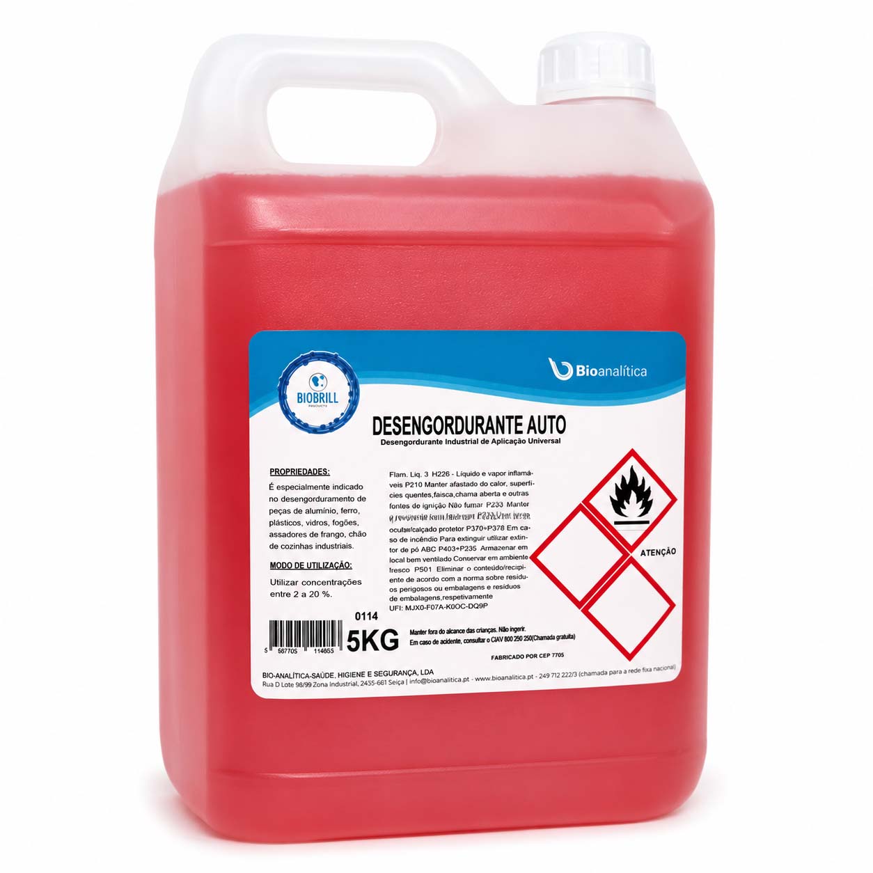 BioBrill Desengordurante Auto – Desengordurante Industrial Universal para Superfícies e Peças 5L