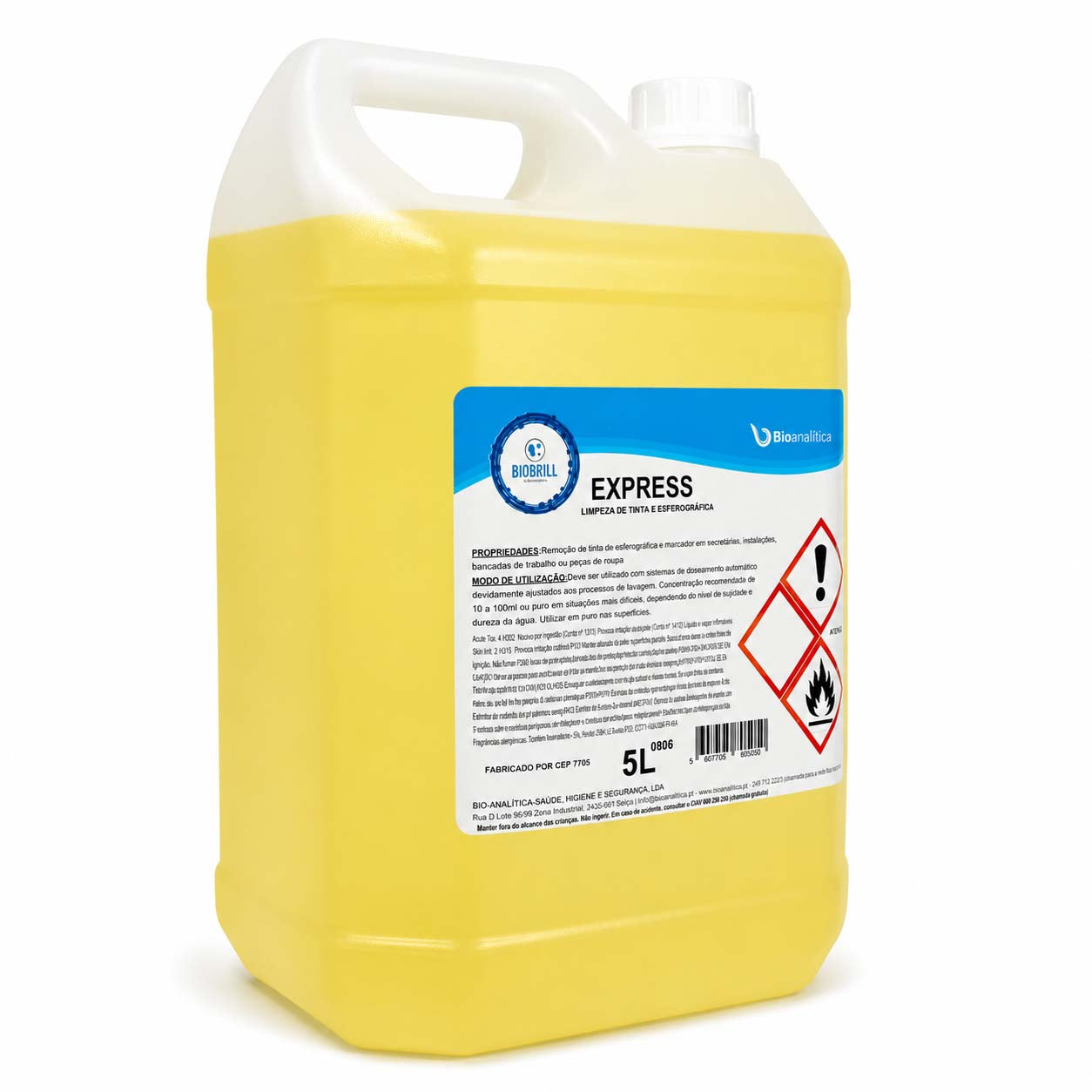 BioBrill Express  – Removedor de Tinta de Esferográfica e Marcador para Superfícies e Tecidos 5L