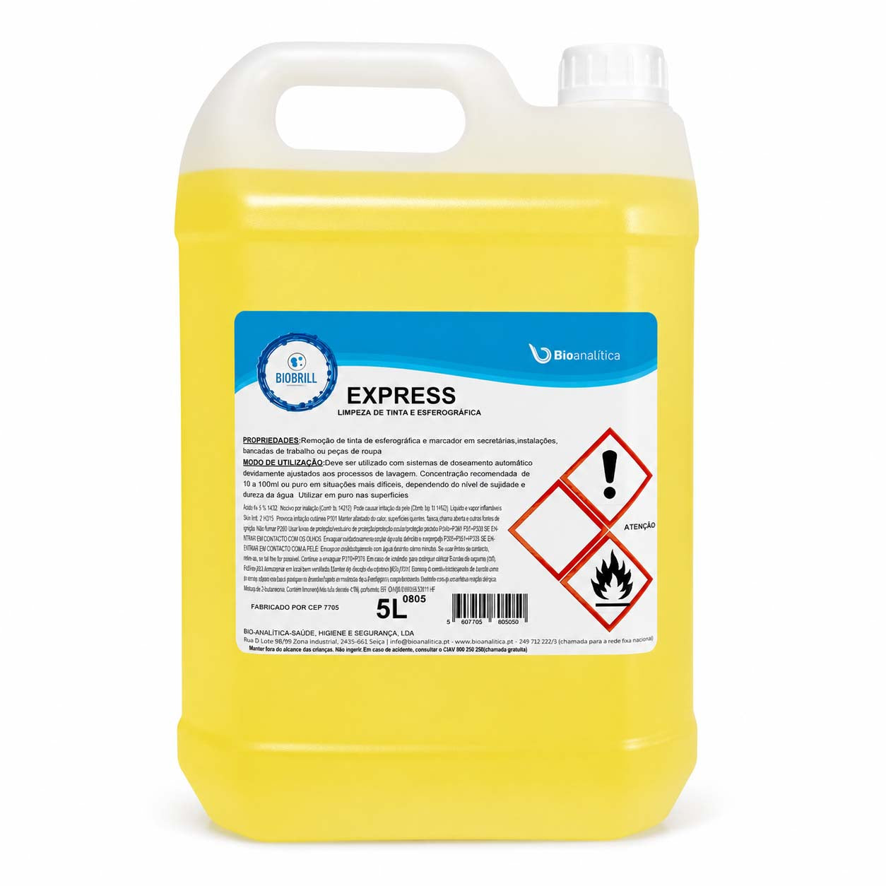 BioBrill Express  – Removedor de Tinta de Esferográfica e Marcador para Superfícies e Tecidos 5L