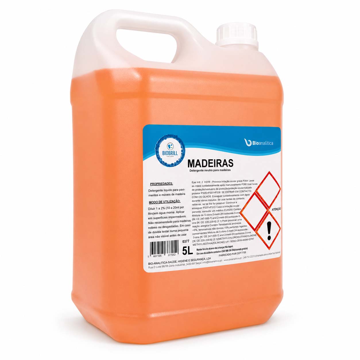 BioBrill Madeiras – Detergente Neutro para Limpeza de Pavimentos e Móveis de Madeira 5kg