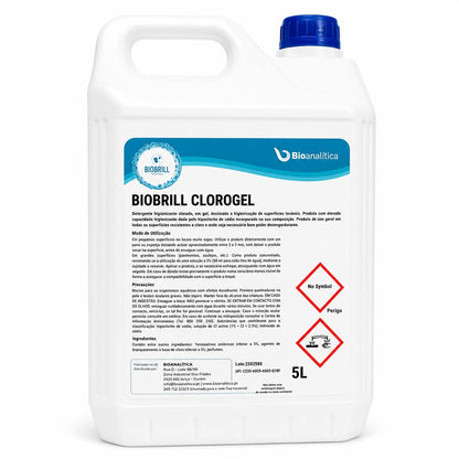BioBrill Clorogel – Detergente Clorado em Gel Desengordurante para Limpeza e Branqueamento 5L