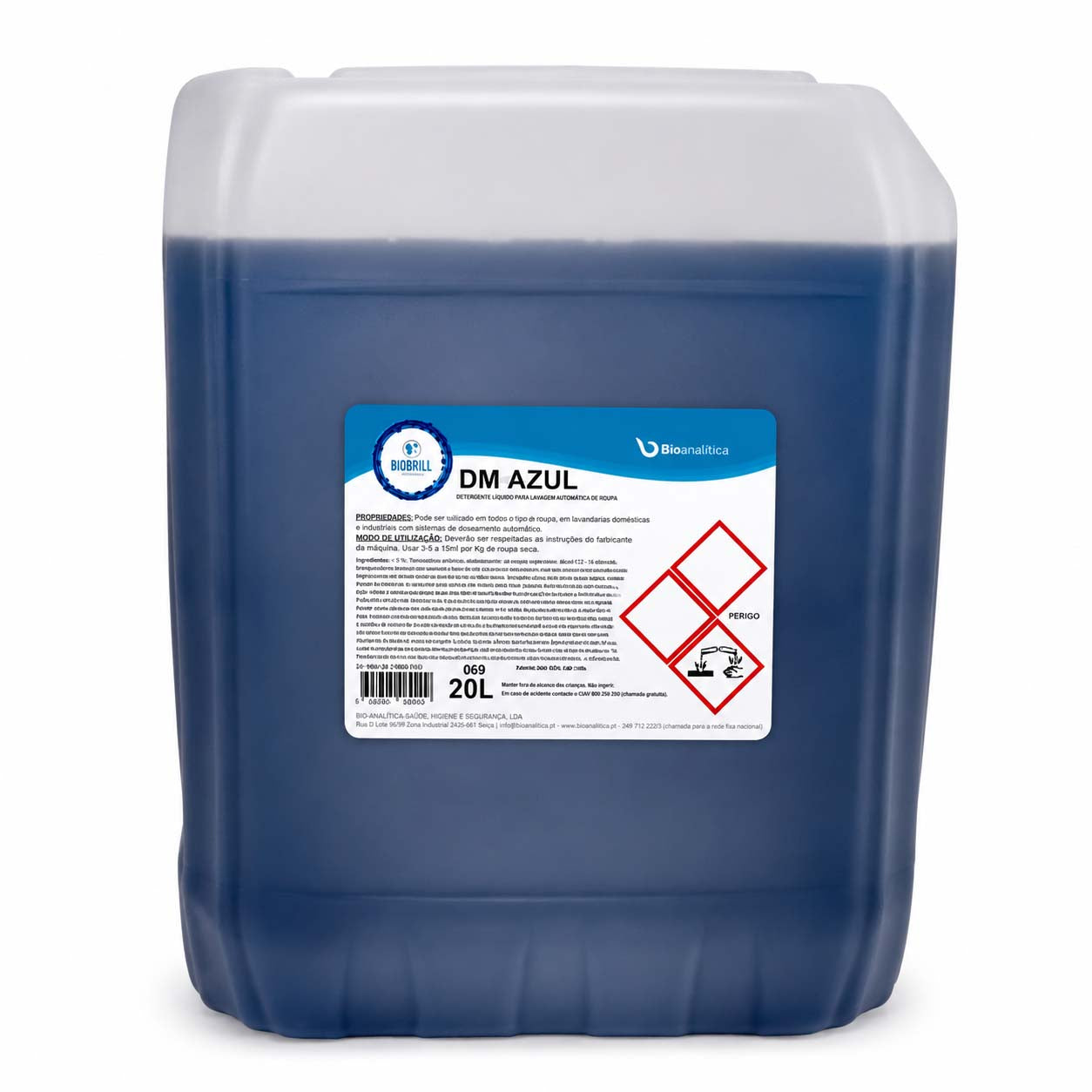 BioBrill DM Azul – Detergente Líquido para Lavagem Automática de Roupa em Lavandaria 20L