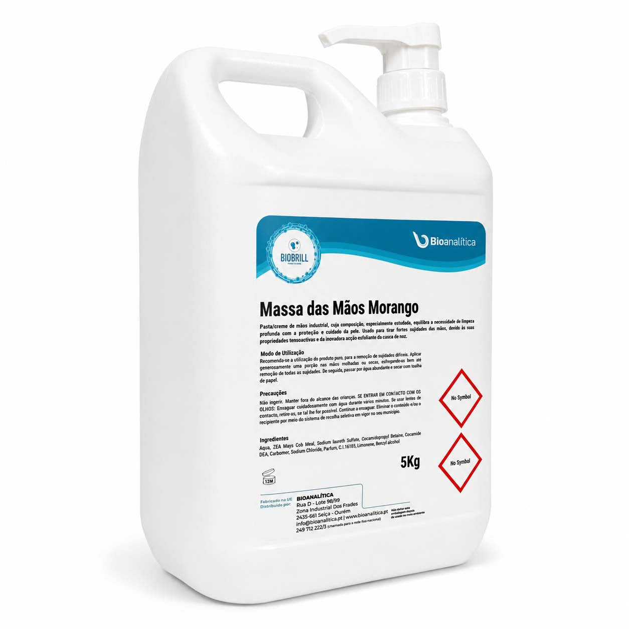 BioBrill Massa Mãos Morango – Pasta Lavante Esfoliante para Remoção de Sujidade Difícil nas Mãos 5kg