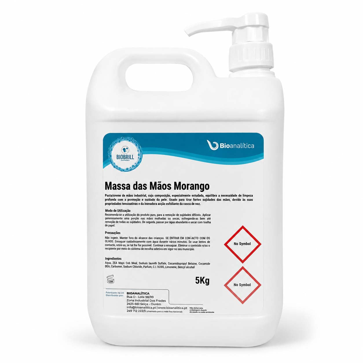BioBrill Massa Mãos Morango – Pasta Lavante Esfoliante para Remoção de Sujidade Difícil nas Mãos 5kg