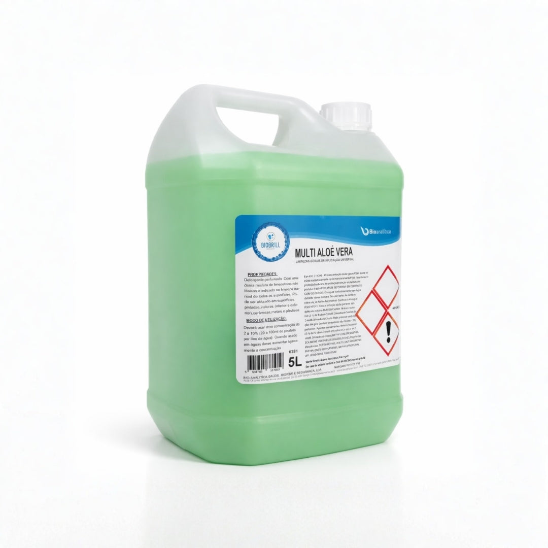 BioBrill Multi Aloe Vera – Detergente Multisuperfícies Neutro Perfumado para Limpeza Geral 5L