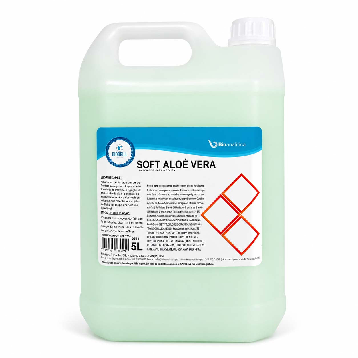 BioBrill Soft Aloe Vera – Amaciador de Roupa Perfumado para Lavandaria Profissional 5L