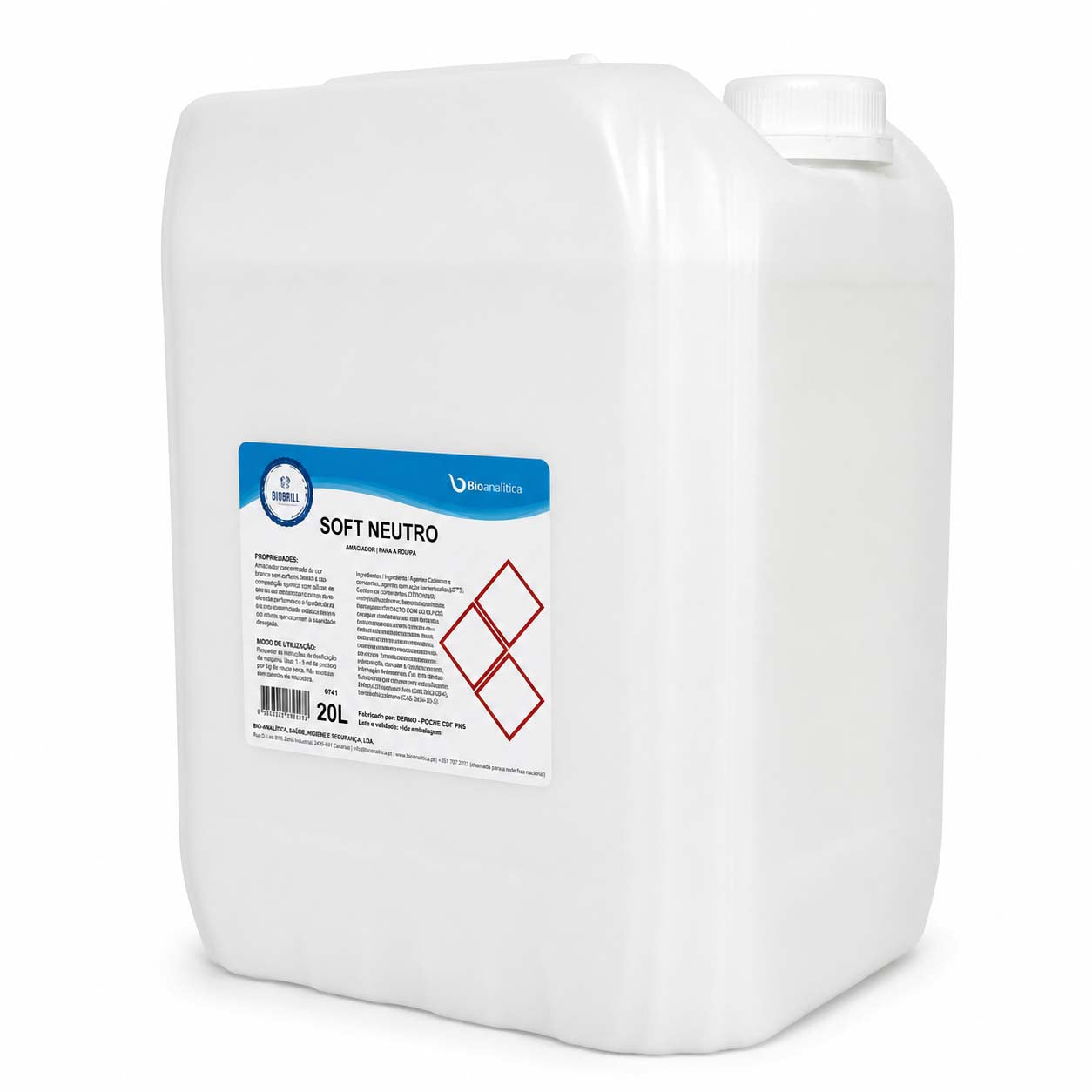 BioBrill Soft Neutro – Amaciador de Roupa Sem Perfume para Lavandaria 20L