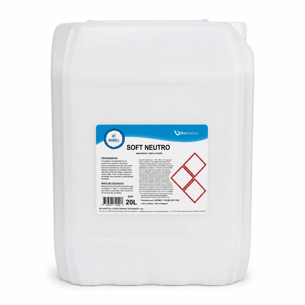 BioBrill Soft Neutro – Amaciador de Roupa Sem Perfume para Lavandaria 20L