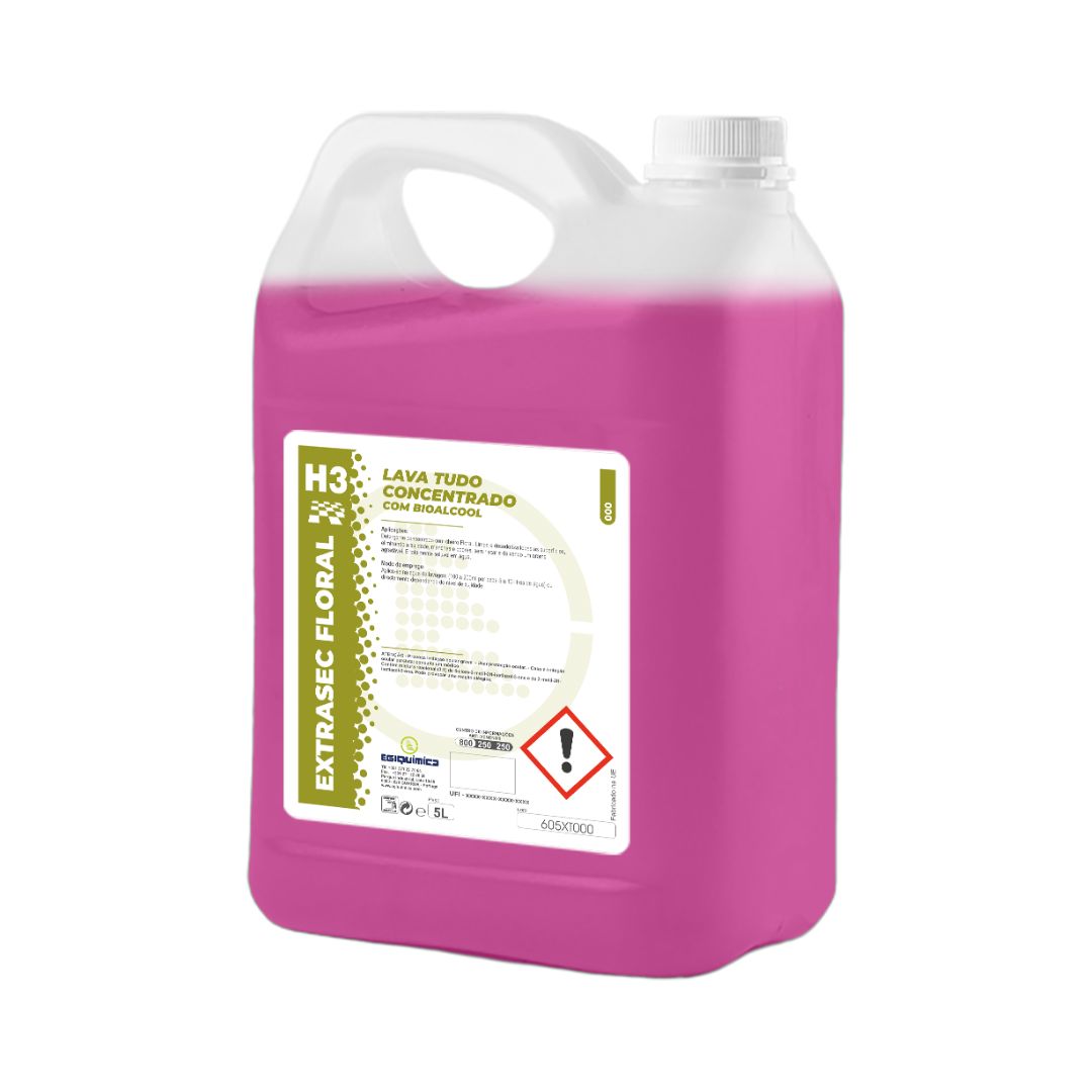 Egiquímica H3 Extrasec Floral - Lava Tudo Concentrado com Bioálcool