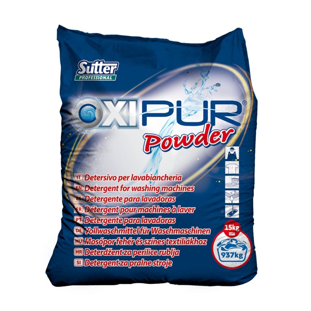 Sutter Oxipur Powder detergente em pó atomizado para máquinas de lavar roupa com alto poder de limpeza