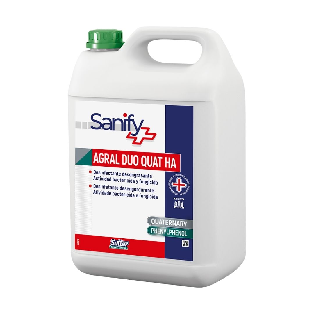 Sutter Agral Duo Quat - Desinfetante Desengordurante para Indústria Agroalimentar com Ação Bactericida e Fungicida