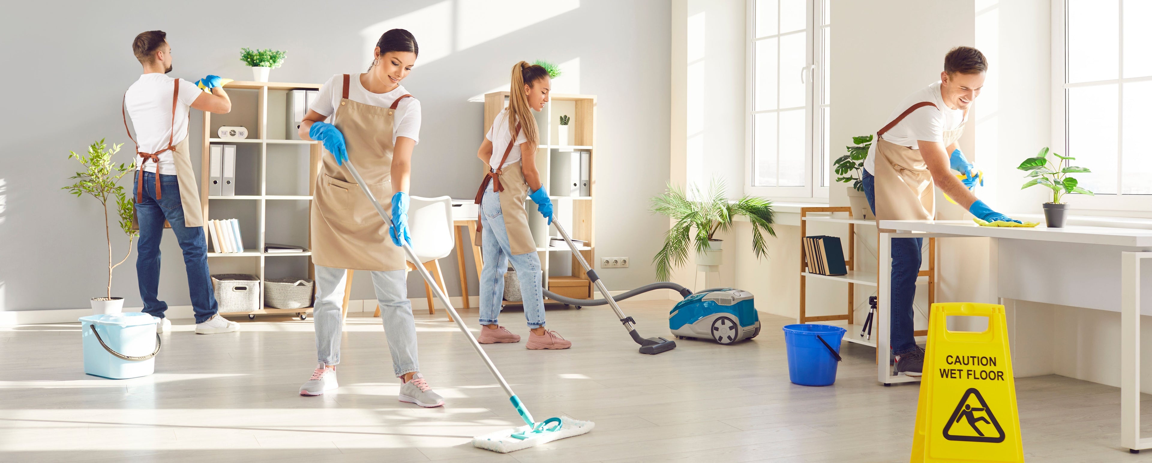 Utilização de produtos e equipamentos de limpeza profissional da Bioanalítica em ambiente empresarial, integrados com serviços de segurança e conformidade.