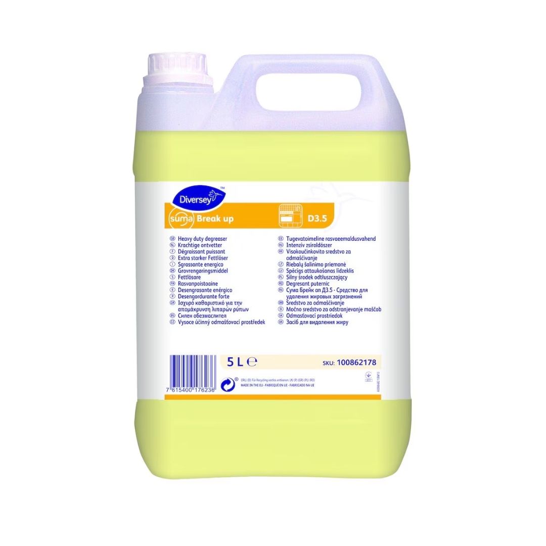Diversey Suma Break Up D3.5 5L – Desengordurante Alcalino para Cozinhas Profissionais Seguro para Alumínio